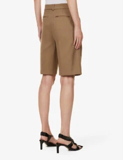 Sportmax Ocra Pressed-crease Regular-fit Cotton-blend Shorts -Whistles Store R04158876 BEIGE ALT03