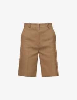 Sportmax Ocra Pressed-crease Regular-fit Cotton-blend Shorts