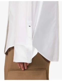 Sportmax Oste Curved-hem Regular-fit Cotton Shirt -Whistles Store R04158877 OPTICALWHITE ALT04