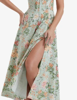 Sabrina Floral-print Cotton-blend Midi Dress 11 Sabrina Floral-print Cotton-blend Midi Dress -Whistles Store R04159571 LIGHTJADE ALT04