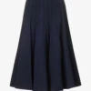 Bottega Veneta Plisse Pleated Wool Midi Skirt -Whistles Store R04159954 NAVY M