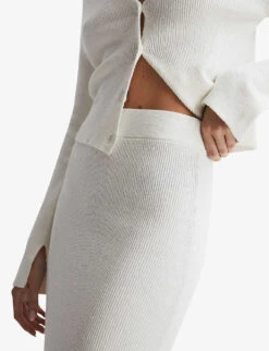 Reiss Fern Knitted Linen-blend Midi Skirt -Whistles Store R04160640 CREAM ALT04