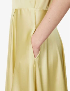 STELLA MCCARTNEY Asymmetric-hem Twisted Regular-fit Satin Maxi Dress -Whistles Store R04160774 PALELIME ALT05