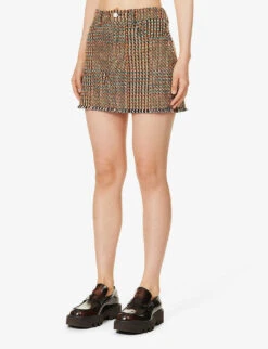 STELLA MCCARTNEY Tweed Frayed-hem Wool-blend Mini Skirt 9 STELLA MCCARTNEY Tweed Frayed-hem Wool-blend Mini Skirt -Whistles Store R04160779 CAMEL ALT02