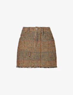 STELLA MCCARTNEY Tweed Frayed-hem Wool-blend Mini Skirt