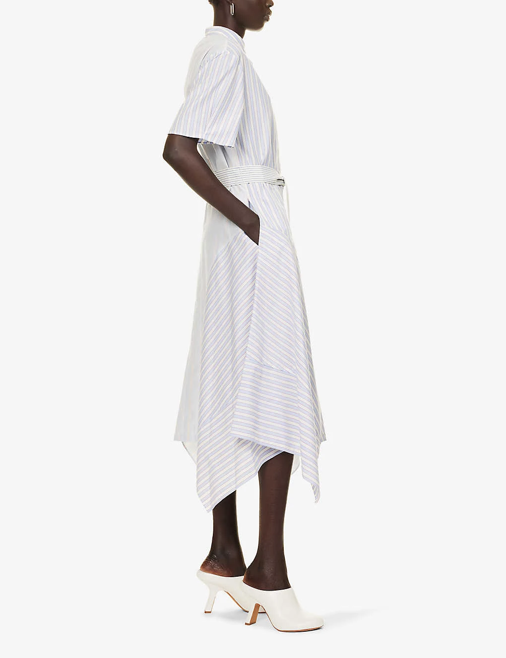 STELLA MCCARTNEY Striped Asymmetric-hem Cotton-poplin Midi Dress 4 STELLA MCCARTNEY Striped Asymmetric-hem Cotton-poplin Midi Dress - Image 2