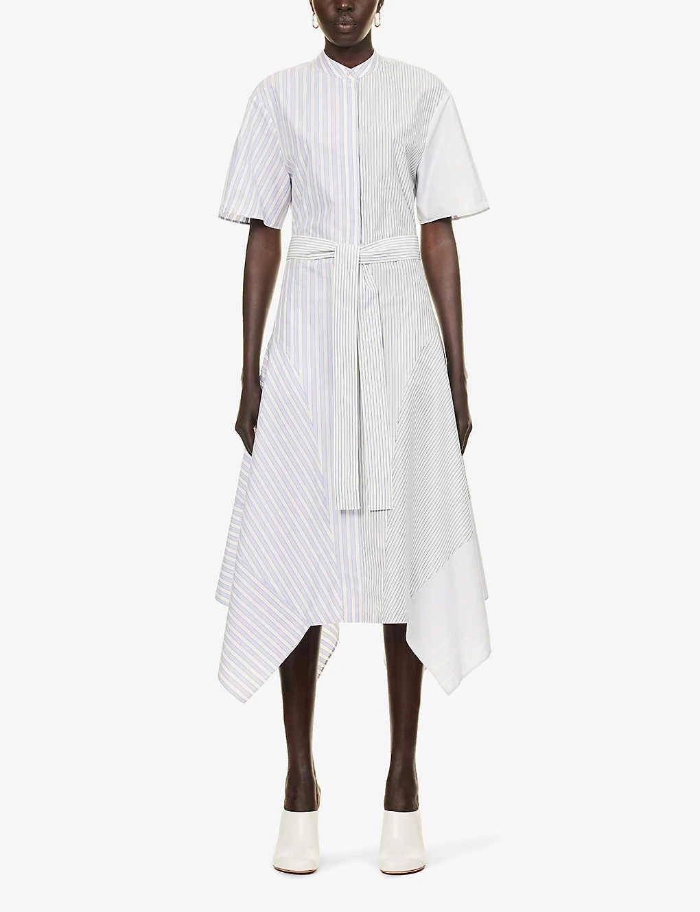 STELLA MCCARTNEY Striped Asymmetric-hem Cotton-poplin Midi Dress 5 STELLA MCCARTNEY Striped Asymmetric-hem Cotton-poplin Midi Dress - Image 3