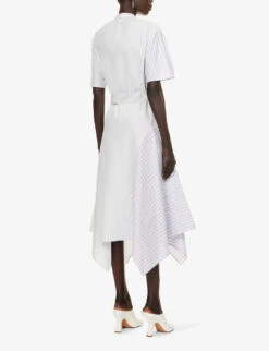 STELLA MCCARTNEY Striped Asymmetric-hem Cotton-poplin Midi Dress 11 STELLA MCCARTNEY Striped Asymmetric-hem Cotton-poplin Midi Dress -Whistles Store R04160782 MULTICOLOR8485 ALT03