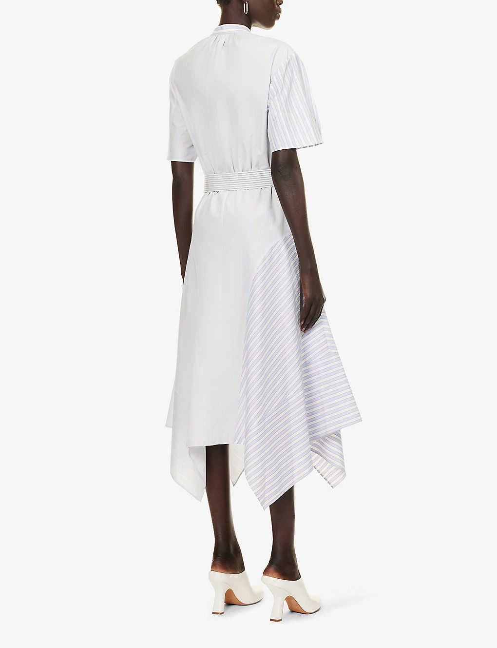 STELLA MCCARTNEY Striped Asymmetric-hem Cotton-poplin Midi Dress 6 STELLA MCCARTNEY Striped Asymmetric-hem Cotton-poplin Midi Dress - Image 4