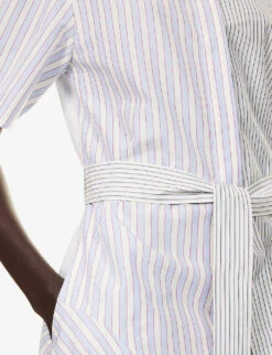 STELLA MCCARTNEY Striped Asymmetric-hem Cotton-poplin Midi Dress 12 STELLA MCCARTNEY Striped Asymmetric-hem Cotton-poplin Midi Dress -Whistles Store R04160782 MULTICOLOR8485 ALT04