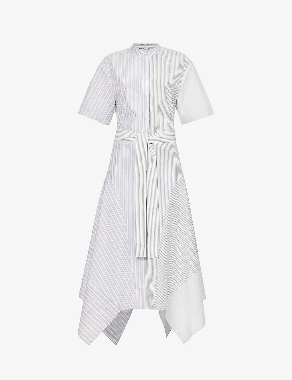 STELLA MCCARTNEY Striped Asymmetric-hem Cotton-poplin Midi Dress 3 STELLA MCCARTNEY Striped Asymmetric-hem Cotton-poplin Midi Dress