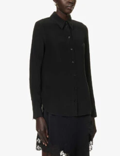 STELLA MCCARTNEY Collared Curved-hem Silk Shirt -Whistles Store R04160812 BLACK ALT02