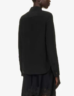 STELLA MCCARTNEY Collared Curved-hem Silk Shirt -Whistles Store R04160812 BLACK ALT03