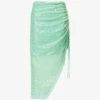 Splash Asymmetric-hem Sequin-embellished Woven Midi Skirt -Whistles Store R04161067 SEAGREEN M