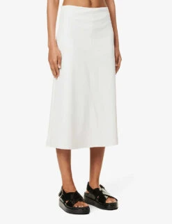 Max Mara Renata Flared-hem Woven Midi Skirt -Whistles Store R04161465 SILK ALT02