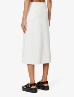 Max Mara Renata Flared-hem Woven Midi Skirt -Whistles Store R04161465 SILK ALT03