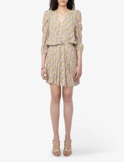 Zadig & Voltaire Ruz Gathered-sleeve Woven Mini Dress -Whistles Store R04164056 SUN ALT02