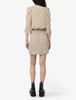 Zadig & Voltaire Ruz Gathered-sleeve Woven Mini Dress -Whistles Store R04164056 SUN ALT03