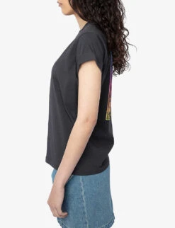 Zadig & Voltaire Anya Moon Logo-print Cotton T-shirt -Whistles Store R04164057 CARBONE ALT02