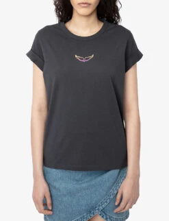 Zadig & Voltaire Anya Moon Logo-print Cotton T-shirt -Whistles Store R04164057 CARBONE ALT04