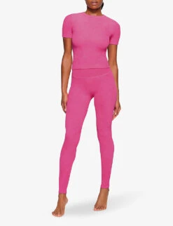 Terry Lounge Cropped Stretch-modal T-shirt -Whistles Store R04164399 WATERMELON ALT01