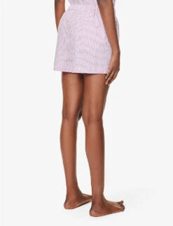 Striped High-rise Cotton-poplin Shorts 8 Striped High-rise Cotton-poplin Shorts -Whistles Store R04164428 STRIPE0005 ALT02