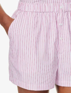 Striped High-rise Cotton-poplin Shorts 9 Striped High-rise Cotton-poplin Shorts -Whistles Store R04164428 STRIPE0005 ALT03