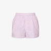 Striped High-rise Cotton-poplin Shorts
