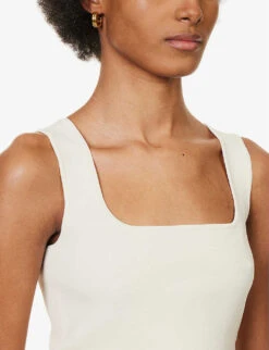 Square-neck Cropped Knitted Bralette -Whistles Store R04164691 BIRCH ALT04