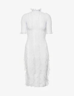 Angel Fringed-trim Woven Midi Dress