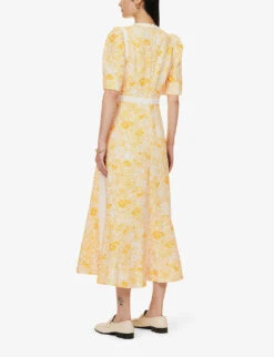 ME AND EM Floral-print Short-sleeved Cotton Maxi Dress -Whistles Store R04165529 CREAMINTENSEYELLOW ALT03