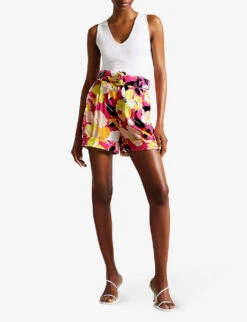 Ted Baker Thiana Belted Floral-print Woven Shorts -Whistles Store R04165576 BRTPINK ALT01