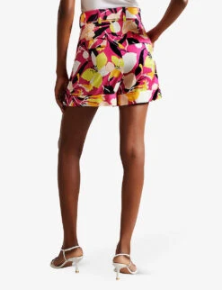 Ted Baker Thiana Belted Floral-print Woven Shorts -Whistles Store R04165576 BRTPINK ALT03