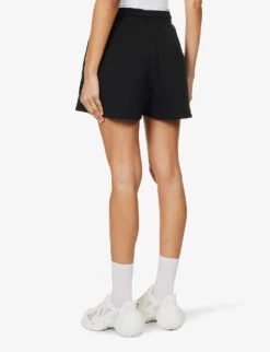 Crystal-embellished Logo-print Organic-cotton Shorts -Whistles Store R04166485 BLACK ALT02