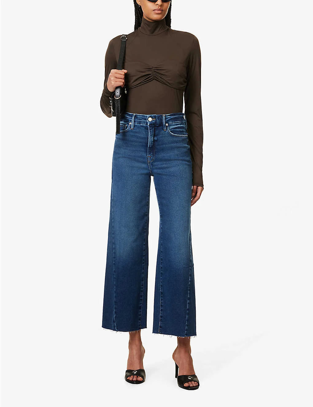 GOOD AMERICAN Good Waist Palazzo Contrast-stitch Wide-leg Mid-rise Stretch-denim Jeans 5 GOOD AMERICAN Good Waist Palazzo Contrast-stitch Wide-leg Mid-rise Stretch-denim Jeans - Image 3