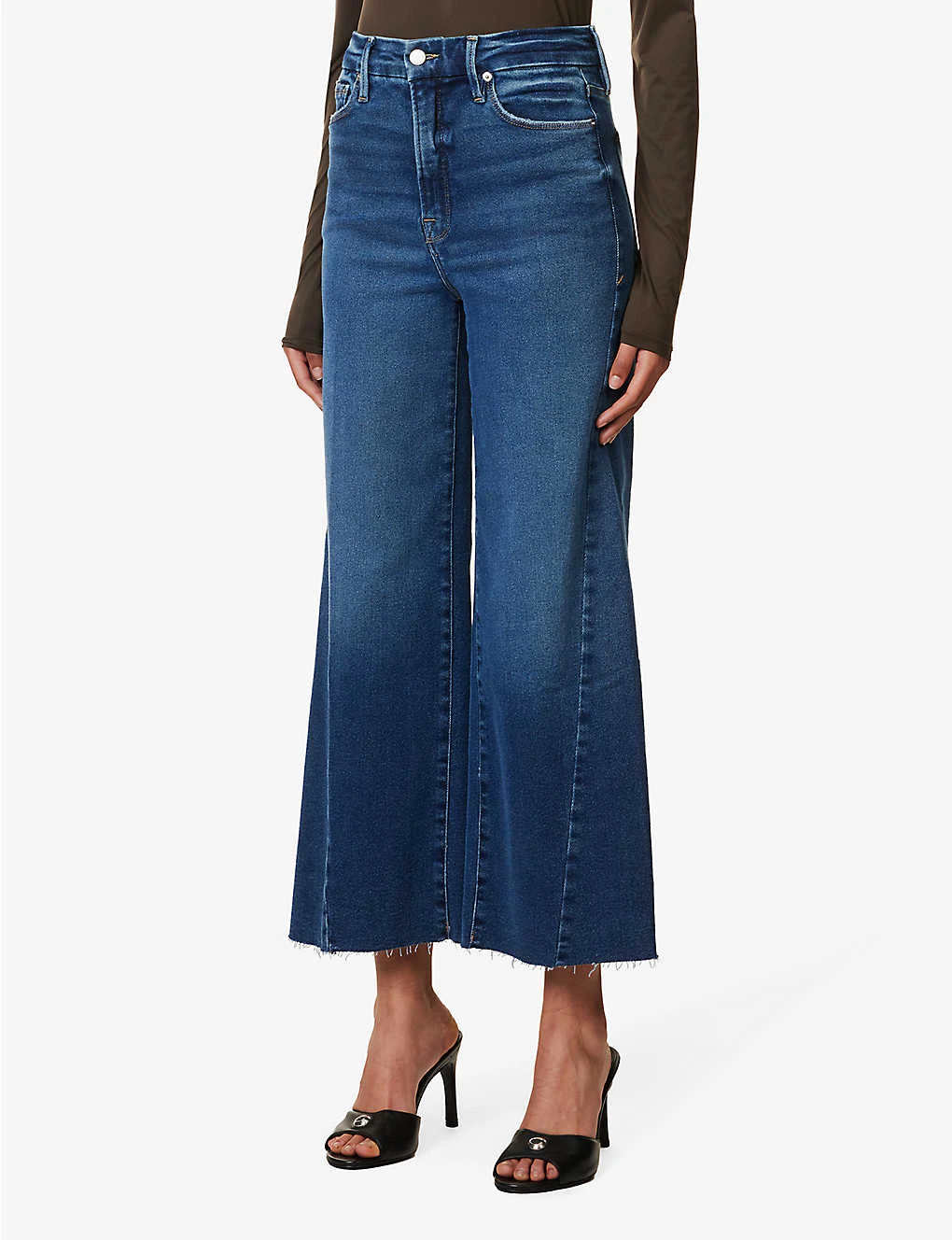 GOOD AMERICAN Good Waist Palazzo Contrast-stitch Wide-leg Mid-rise Stretch-denim Jeans 6 GOOD AMERICAN Good Waist Palazzo Contrast-stitch Wide-leg Mid-rise Stretch-denim Jeans - Image 4