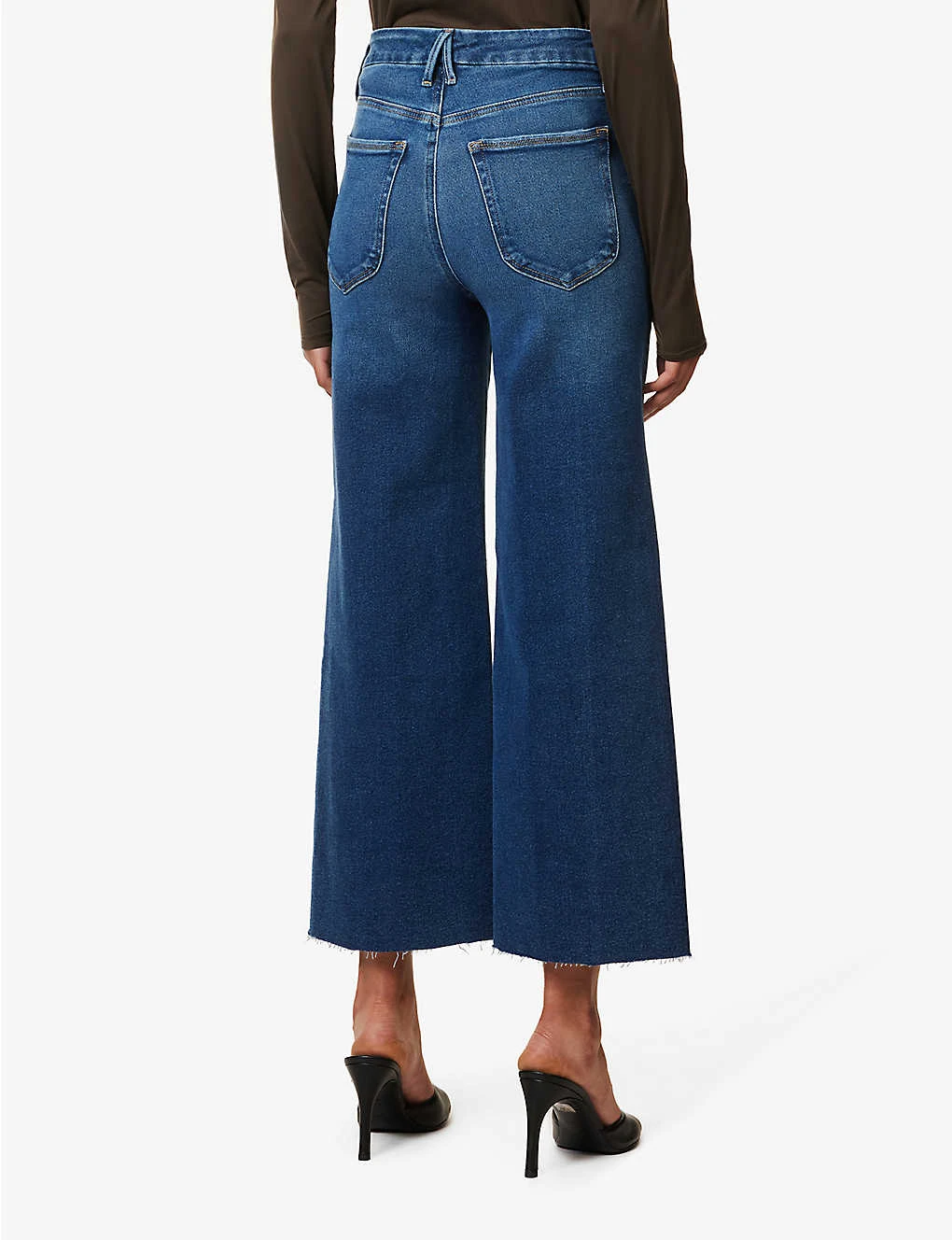 GOOD AMERICAN Good Waist Palazzo Contrast-stitch Wide-leg Mid-rise Stretch-denim Jeans 7 GOOD AMERICAN Good Waist Palazzo Contrast-stitch Wide-leg Mid-rise Stretch-denim Jeans - Image 5