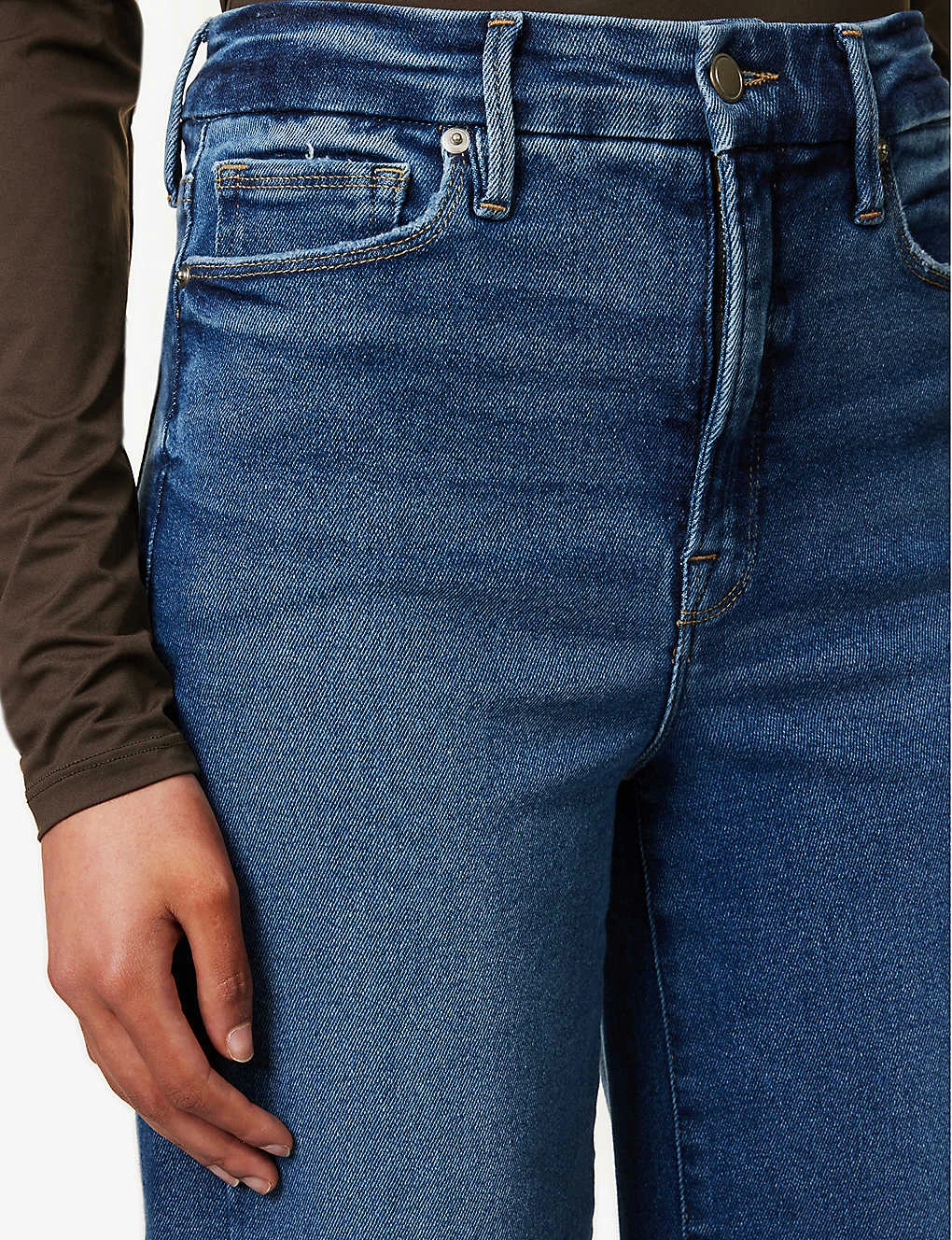 GOOD AMERICAN Good Waist Palazzo Contrast-stitch Wide-leg Mid-rise Stretch-denim Jeans 8 GOOD AMERICAN Good Waist Palazzo Contrast-stitch Wide-leg Mid-rise Stretch-denim Jeans - Image 6