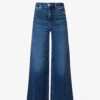 GOOD AMERICAN Good Waist Palazzo Contrast-stitch Wide-leg Mid-rise Stretch-denim Jeans -Whistles Store R04166582 INDIGO394 M