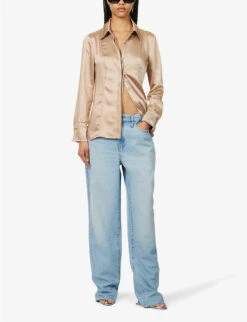 GOOD AMERICAN Long-sleeved Satin Woven Shirt -Whistles Store R04166631 CHAMPAGNE005 ALT02