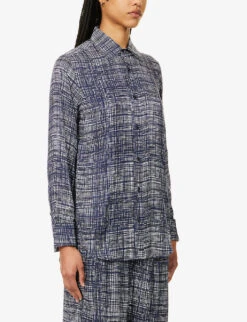Rag & Bone Delphine Graphic-print Silk-blend Shirt -Whistles Store R04166655 BLUEMULTI ALT02