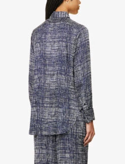 Rag & Bone Delphine Graphic-print Silk-blend Shirt -Whistles Store R04166655 BLUEMULTI ALT03