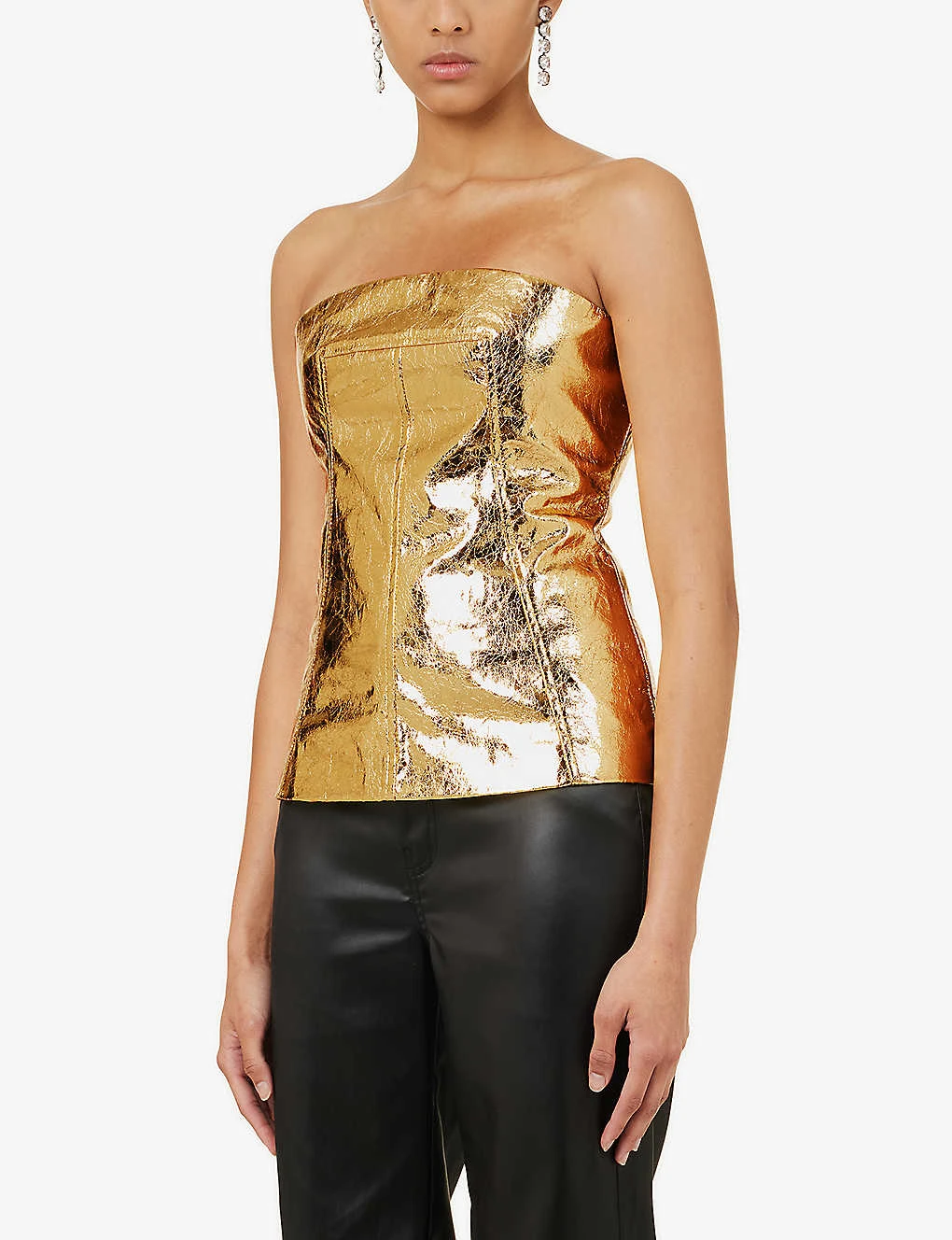 Bandeau Metallic Faux-leather Top 5 Bandeau Metallic Faux-leather Top - Image 3