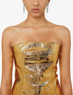 Bandeau Metallic Faux-leather Top 13 Bandeau Metallic Faux-leather Top -Whistles Store R04167249 GOLD ALT05