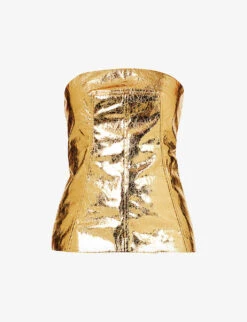 Bandeau Metallic Faux-leather Top