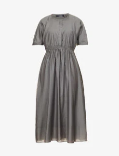 Ribes Gathered-waist Cotton And Silk-blend Maxi Dress