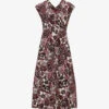 Affeto Floral-print Silk Midi Dress 1 Affeto Floral-print Silk Midi Dress -Whistles Store R04167357 BORDEAUX M