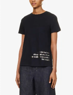 Aris Text-print Cotton-jersey T-shirt -Whistles Store R04167372 ULTRAMARINE ALT02