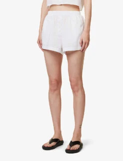 Yoko Elasticated-waistband Relaxed-fit Cotton-poplin Boxers -Whistles Store R04167915 WHITE ALT02