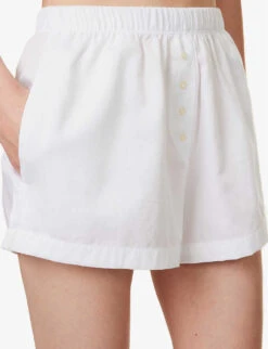 Yoko Elasticated-waistband Relaxed-fit Cotton-poplin Boxers -Whistles Store R04167915 WHITE ALT04